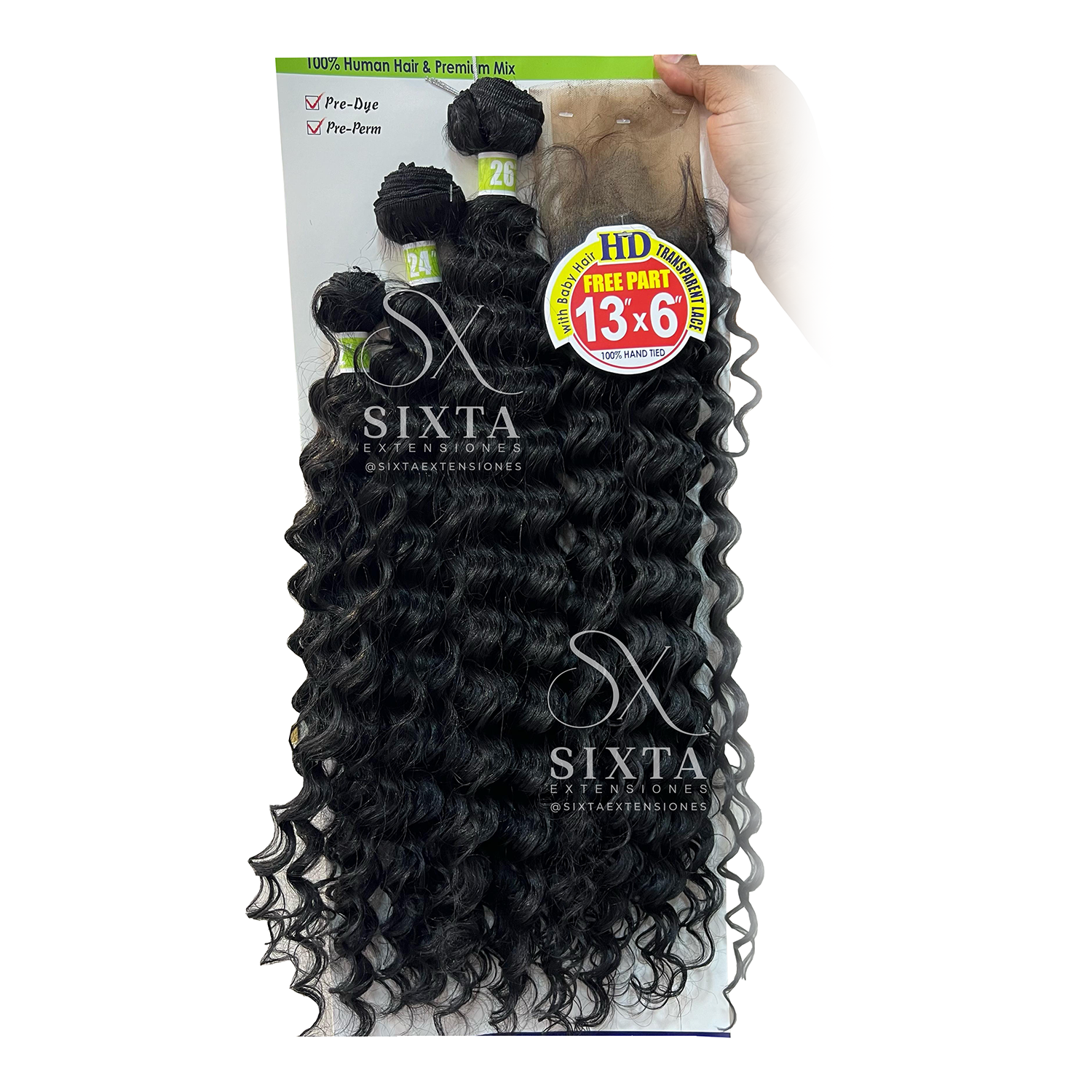 Extensión Crespa Seminatural 26” – Peinada Completa con Frontal Realista 13x6